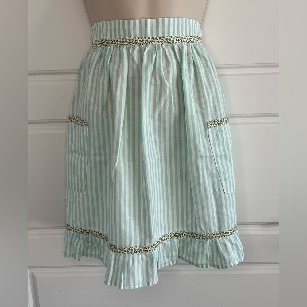 Vintage Handmade 1/2 Apron Mixed Print Whimsical Striped Floral